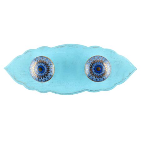 Blue Peacock Ceramic Wooden Hook in Turquoise